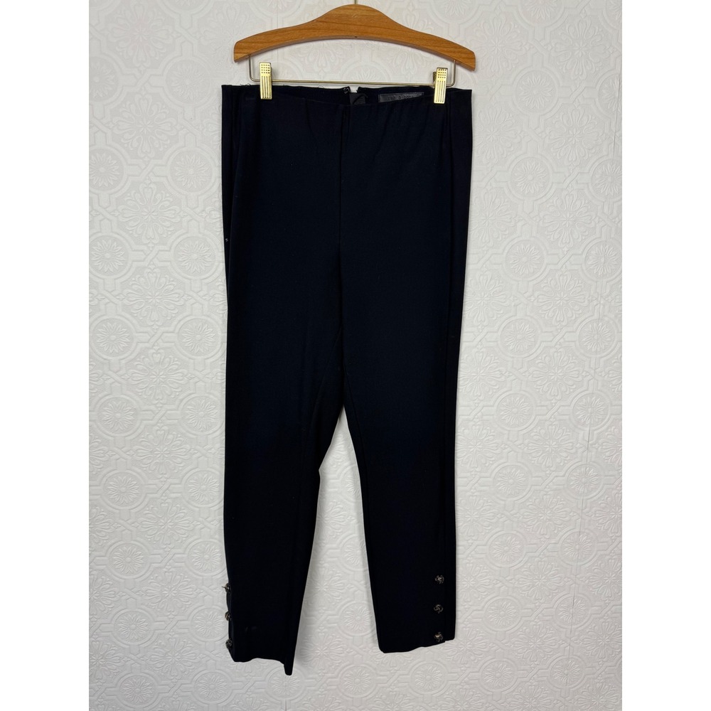 Rag & Bone Black Stretch Ankle Pants Size 8 Wooden Button Detail Slim Trouser
